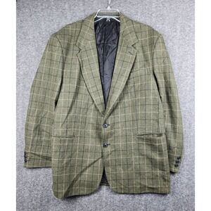Bridgewater Wool Blazer Mens 44R Olive Green Windowpane Plaid Sport Coat Ukraine
